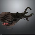 3D Fantasy Creature Character With Large Mouth Sharp Teeth And Tentacles 3d model
