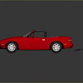 Red Convertible Car With Black Top White Wheels And Sleek Shiny Body Design