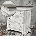 Vintage White Rustic Dresser With Dark Wood Top And Distressed Drawers
