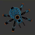 Blue Orange Mechanical Spider Robot With Multi Legged Structure Design 3d model