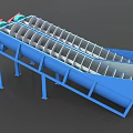 Blue Industrial Spiral Sand Washer with Dual Parallel Spirals and Electric Motor