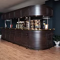 Luxurious Bar Interior With Wooden Counter Wine Racks And Beer Taps