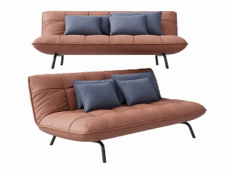 Multiplayer Sofa Leather Sofa Casual Sofa Lazy Sofa Pillow 3d model