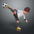 Soccer Training Equipment Showcased By Cartoon Character Kicking Ball And Golden Shoes