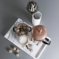 Elegant Kitchen Tools Featuring French Press White Mug Glass Bowl Sugar Cubes And Marble Tray