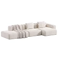 Different Colored Modular Sofas With Throw Blanket And Cushions For Interior Design