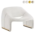 Elegant Modern White Leather Accent Chair With Gold Legs Curved Sleek Design