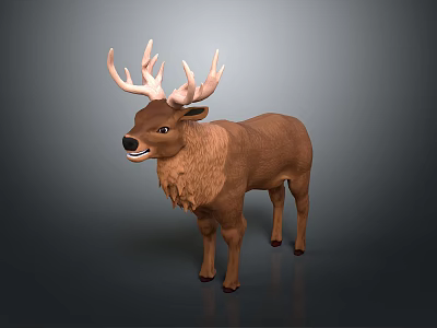 3D Rendered Detailed Deer Model With Large Antlers Brown Fur Standing Pose 3d model