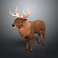 3D Rendered Detailed Deer Model With Large Antlers Brown Fur Standing Pose