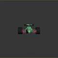 Colorful Formula 1 Racing Car with Green Red Blue Yellow Sponsor Logos and Number 19