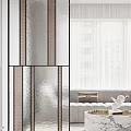 Modern Glass Room Divider With Metal Frame For Interior Space Separation 3d model
