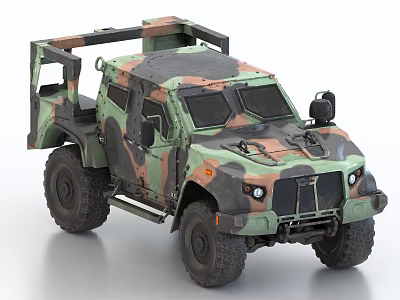Military Camouflage Tank With Sturdy Body Off Road Wheels And Roof Equipment 3d model