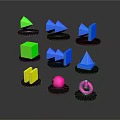 Colorful Geometric Shapes Collection Featuring Green Triangle Blue Cube Yellow Rectangle And Pink Sphere