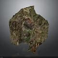 Realistic Rock Cave Landscape Structure With Green Vegetation And Open Hollow