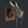 Decorative Dragon Head Animal Wall Decor on Wooden Panel for Home Decoration
