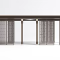 Modern Pergola Design Featuring Dark Brown Columns And Lattice Panels 3d model