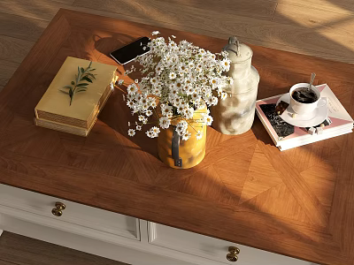 Elegant Decorative Ornament Set With Vase Books Coffee Cup And Small Decor Items For Coffee Table 3d model