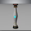 Decorative Vase Featuring White Body Gold Patterns Blue Circular Decoration And Black Red Top