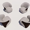 Modern Curved Single Sofa With Light Gray And Dark Brown Fabric Upholstered Design