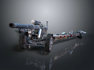 Historical Wheeled Cannon Weapon With Metal Barrel And Carriage Structure 3d model