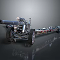 Historical Wheeled Cannon Weapon With Metal Barrel And Carriage Structure