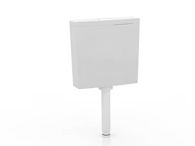 White Modern Toilet Cistern with Wall Mounted Design and Connecting Pipe 3d model