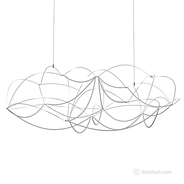 Modern Artistic Chandelier With Abstract Curved Metal Wire Design For Interior Decoration 3d model 