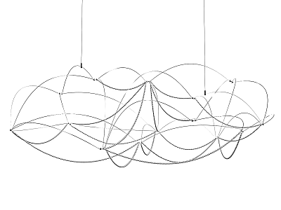 Modern Artistic Chandelier With Abstract Curved Metal Wire Design For Interior Decoration 3d model
