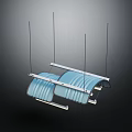 Modern Blue Wave Shaped Chandelier With Metallic Frame And Hanging Suspension Design