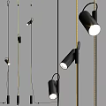 Modern Black Floor Lamp Design With Sleek Metallic Stand And Adjustable Light Head 3d model