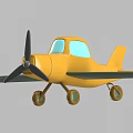 Yellow Toy Airplane With Green Wings Black Propeller Blue Windows And Yellow Wheels