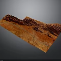 Detailed Red Terrain Model With Mountain Ranges And Road Textures