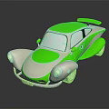Vintage Style Sports Car With Green And Beige Sleek Body And Reflective Surface