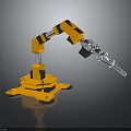 Orange Mechanical Arm With Black Joints Handling Biological Sample On Yellow Base 3d model