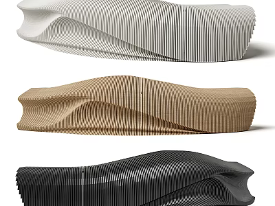 Modern Reception Desk With Striped Texture Curved Shape And Three Colors 3d model