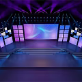 Modern Stage Design Featuring Purple Blue Lights And Large Screen 3d model