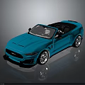 Blue Convertible Sports Car With Sleek Body Design Black Interior And Silver Wheels