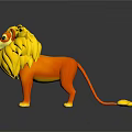 3D Cartoon Lion Model With Fluffy Yellow Mane And Orange Fur Standing On Black Background 3d model