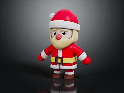 Cartoon Santa Claus Figurine With Red Outfit And White Beard 3d model