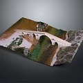 Realistic 3D Bridge Model On Natural Terrain With River Grass And Rocks 3d model