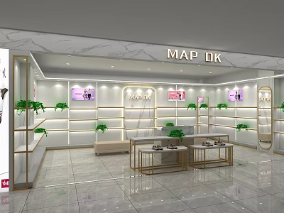 MAP DK Specialty Store Interior With Display Shelves Green Plants And Marble Floors 3d model
