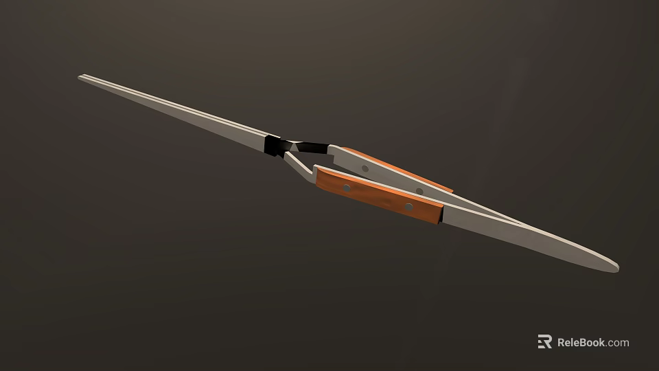 Orange Handle Utility Scissors With Sharp Metal Blades And Grip Design 3d model