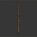 Detailed Carved Wooden Long Staff Weapon With Intricate Decorative Brown Texture