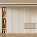 Modern Light Colored Wardrobe Interior With Illuminated Shelves And Drawers
