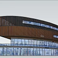 Modern Sales Office Building With Unique Architectural Design And Glass Curtain Wall