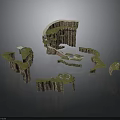 Floating Cliff Terrain Components With Grass Paths And Stone Platforms