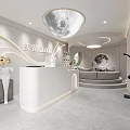 Modern Beauty Salon Interior Design With Reception Desk Comfortable Sofa Decorative Plants And Elegant Lighting