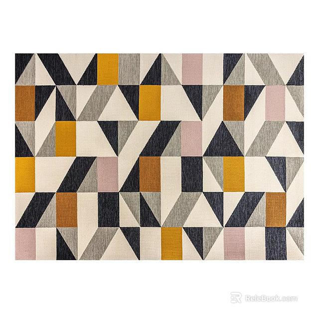Square Rug With Modern Geometric Pattern And Multicolor Abstract Interior Design 3d model