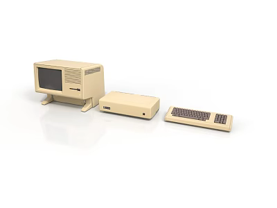 Vintage Beige Electronic Computer Setup With Monitor Keyboard And System Unit 3d model