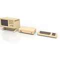 Vintage Beige Electronic Computer Setup With Monitor Keyboard And System Unit